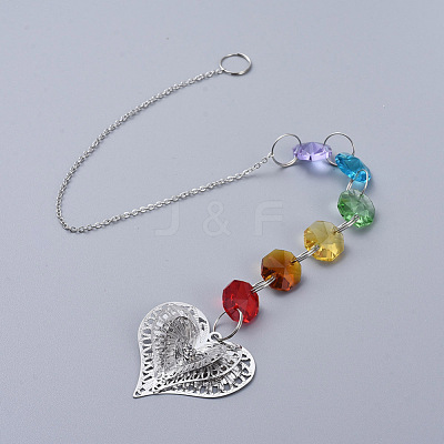 Chandelier Suncatchers Prisms Octogon Glass Hanging Pendant AJEW-G025-C06-1