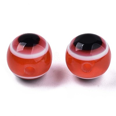 Round Evil Eye Resin Beads LS-RESI-R159-6mm-05-1