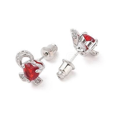 Rack Plating Brass Micro Pave Cubic Zirconia Stud Earrings EJEW-I304-06P-09-1