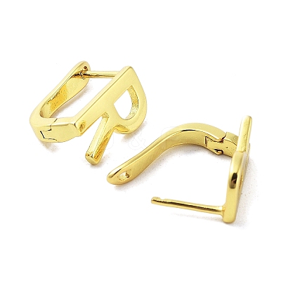 Brass Letter Stud Earrings for Women EJEW-A038-01R-G-1