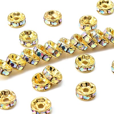 Brass Rhinestone Spacer Beads RB-A014-Z8mm-28G-1