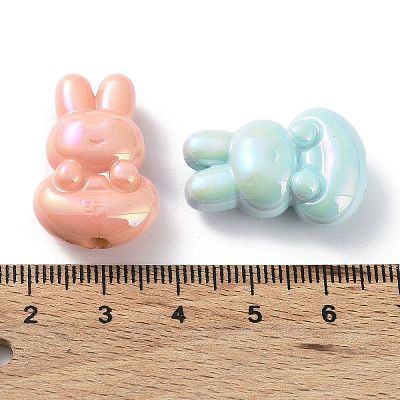 UV Plating Rainbow Iridescent Acrylic Beads OACR-A029-10-1