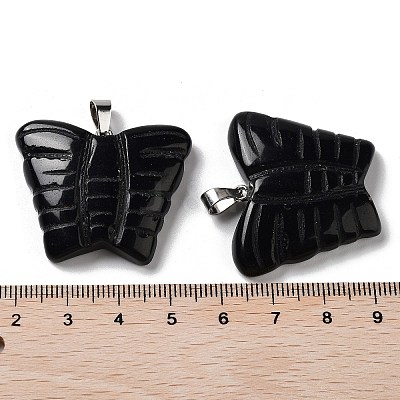 Natural Obsidian Carved Pendants G-B067-01F-1