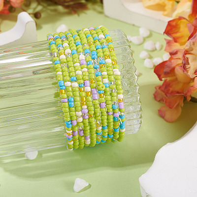 Resin Beads Bracelets BJEW-TAC0080-01C-1