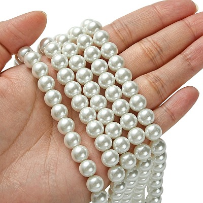 Eco-Friendly Dyed Glass Pearl Round Bead Strands X-HY-A002-8mm-RB001-1