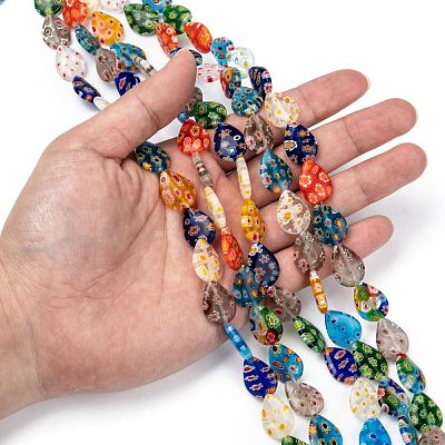 Handmade Millefiori Glass Beads Strands LK-R004-08-1