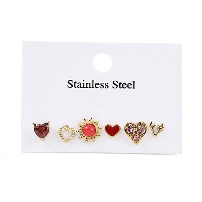 304 Stainless Steel Rhinestone Stone Dyeing Stud Earrings EJEW-S224-04G-06-1