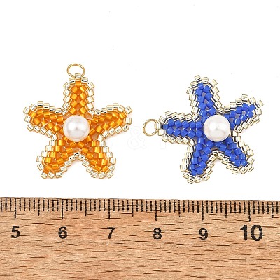MIYUKI Glass Seed Beaded & Shell Pearl Pendants PALLOY-MZ01378-1