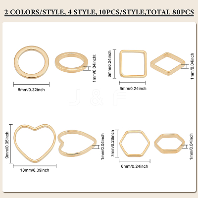 80Pcs 8 Style Brass Linking Rings KK-FH0005-70-1