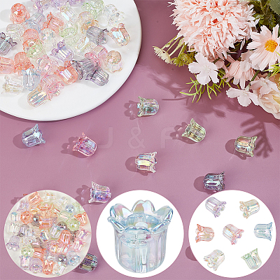60Pcs UV Plating Transparent Acrylic Beads MACR-PA0001-84-1