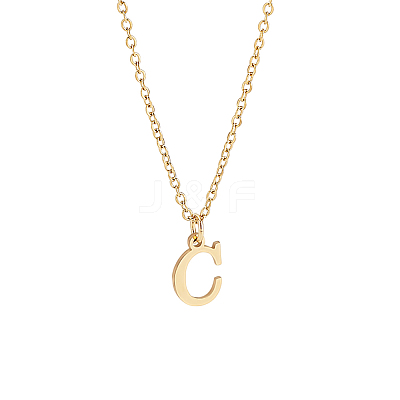 304 Stainless Steel Letter Pendant Necklaces NJEW-LP0001-53C-G-1