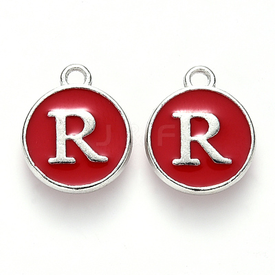 Platinum Plated Alloy Enamel Charms X-ENAM-S118-03R-P-1