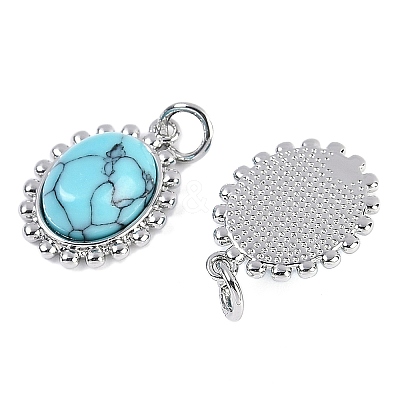 Synthetic Turquoise Oval Pendants KK-U043-46P-B-1