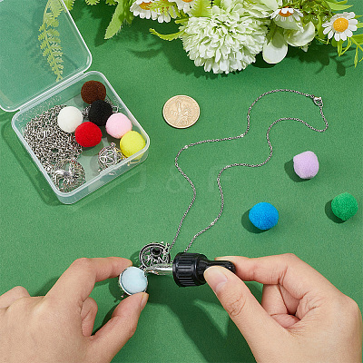 1Pc Brass Hollow Tree of Life Essential Oil Diffuser Bead Cage Pendant Iron Chain Necklaces NJEW-PH0001-55-1