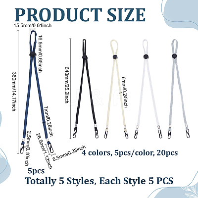 25Pcs 5 Colors Polyester Hat Flexible Removable Chin Cord FIND-ME0003-25-1