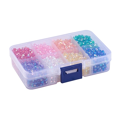 AB Color Plated Eco-Friendly Transparent Acrylic Beads TACR-X0001-03-4mm-1