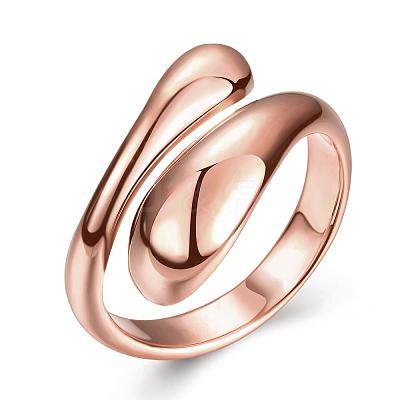 Real Rose Gold Plated Adjustable Brass Finger Rings for Women RJEW-BB07574-B-1