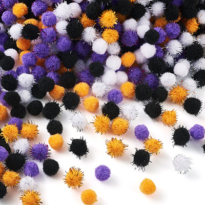 800Pcs 8 Styles Halloween Handmade DIY Doll Craft Pom Pom Yarn Pom Pom Balls FABR-TA0001-02-1