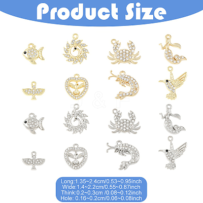 32Pcs 8 Styles Alloy Rhinestone Pendants FIND-YW0011-53KCG-1