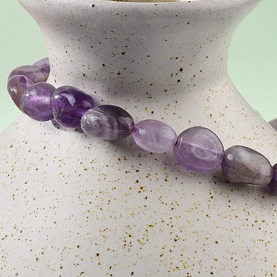 Natural Amethyst Stretch Beaded Bracelets LS-BJEW-K213-C22-1