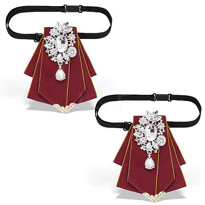 Adjustable Polyester Rhinestone Bow Ties AJEW-WH0270-179A-1
