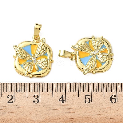Brass Micro Pave Cubic Zirconia Pendants KK-I371-34G-02-1