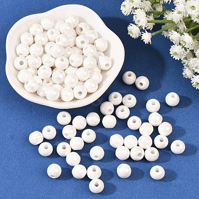 Glazed Porcelain Round Beads PORC-S489-8mm-01-1