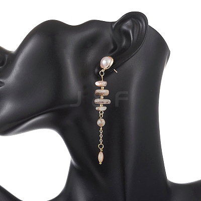 Natural Freshwater Shell Stud Dangle Earrings EJEW-JE07250-1
