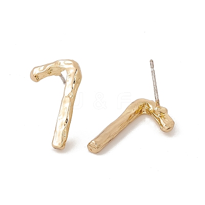 Brass Number Stud Earrings with 925 Sterling Silver Pins for Women LS-EJEW-A077-01G-1