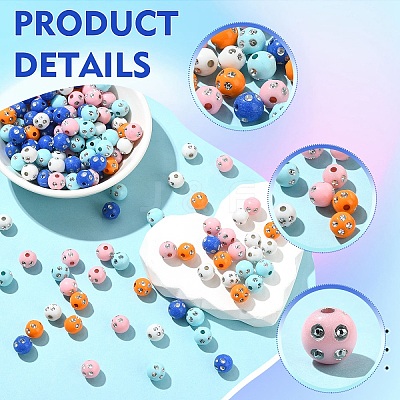 150Pcs Opaque Acrylic Beads MACR-YW0004-21A-1