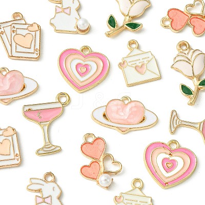 16Pcs 8 Styles Valentine's Day Alloy Enamel Pendants ENAM-FS0001-64-1