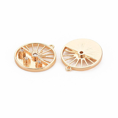 Brass Micro Pave Clear Cubic Zirconia Pendants KK-S364-265-1
