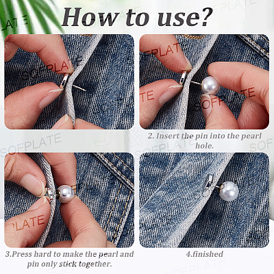 80Pcs Plastic Imitation Pearl Anti-glare Lapel Pins Brooches JEWB-SP0001-12A-1