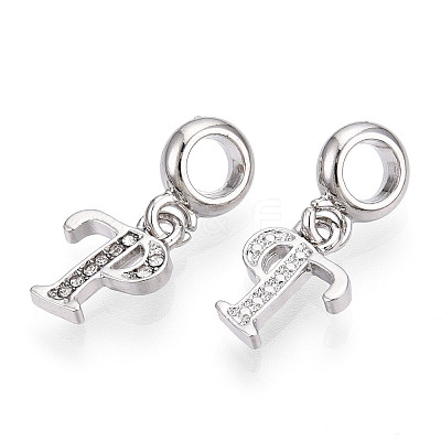 Platinum Rack Plating Alloy Rhinestone European Dangle Charms PALLOY-T048-36P-P-1