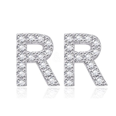 Brass Cubic Zirconia Stud Earrings EJEW-BB35118-R-1