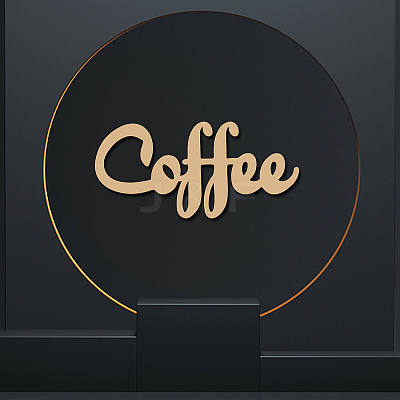 Word Coffee Laser Cut Unfinished Basswood Wall Decoration WOOD-WH0113-100-1