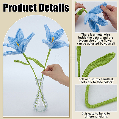 Crochet Cotton Flower Ornaments with Iron Wire AJEW-WH0460-027A-1