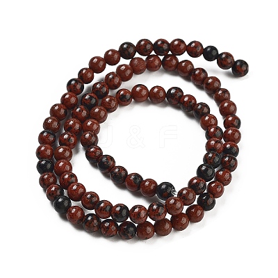 Round Natural Mahogany Obsidian Beads Strands G-N0120-20-4mm-1