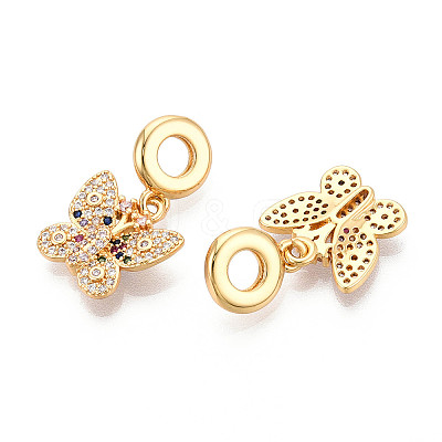 Brass Micro Pave Cubic Zirconia European Dangle Charms KK-N271-21G-1