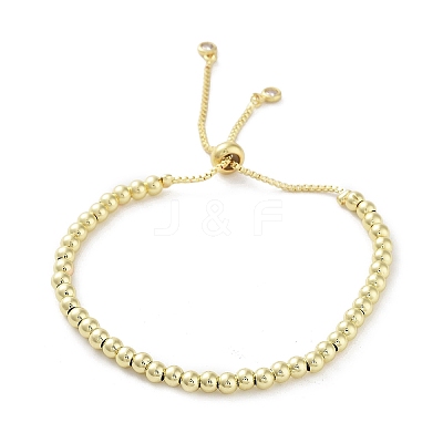Adjustable Brass Round Beaded Slider Bracelets BJEW-D039-31A-G-1