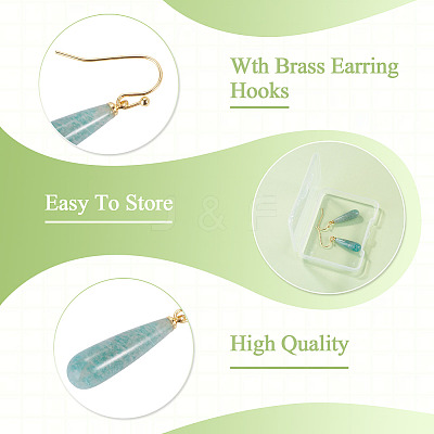 1 Pair Natural Amazonite Dangle Earrings EJEW-TA0001-85-1