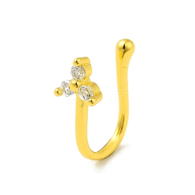 Clear Cubic Zirconia Flower Clip on Nose Rings AJEW-F059-02G-1