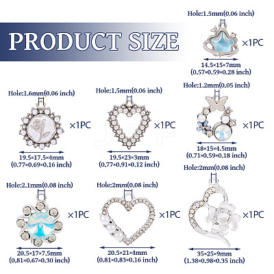 7Pcs 7 Styles Alloy Pendants FIND-TA0004-89-1