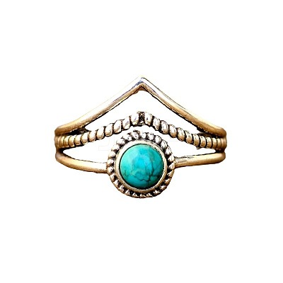 Alloy and Synthetic Turquoise Finger Rings FS-WG19095-03-1