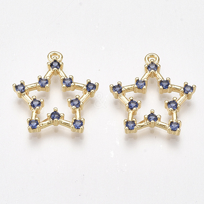 Brass Cubic Zirconia Pendants KK-T038-505E-1