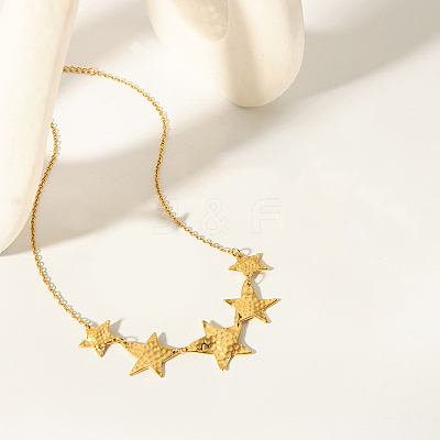 Stylish 304 Stainless Steel Star Moon Bib Necklaces for Women WQ3777-1-1