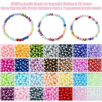 1960Pcs 28 Colors Spray Painted ABS Plastic Imitation Pearl & Transparent Acrylic Beads OACR-YW0001-90-1