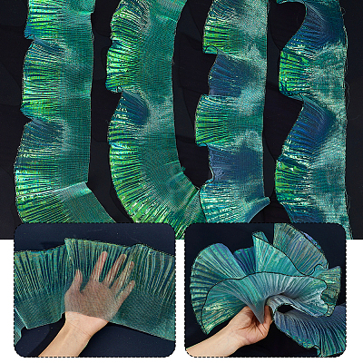 20 Yards Polyester Gradient Pleated Lotus Leaf Lace Fabric DIY-GA0009-90-1