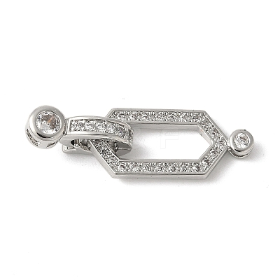 Brass Pave Clear Cubic Zirconia Fold Over Clasps KK-M320-26P-1