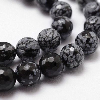 Natural Snowflake Obsidian Beads Strands G-G736-06-8mm-1